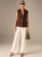 Metal Düğmeli Triko Yelek Ceket Tarzı