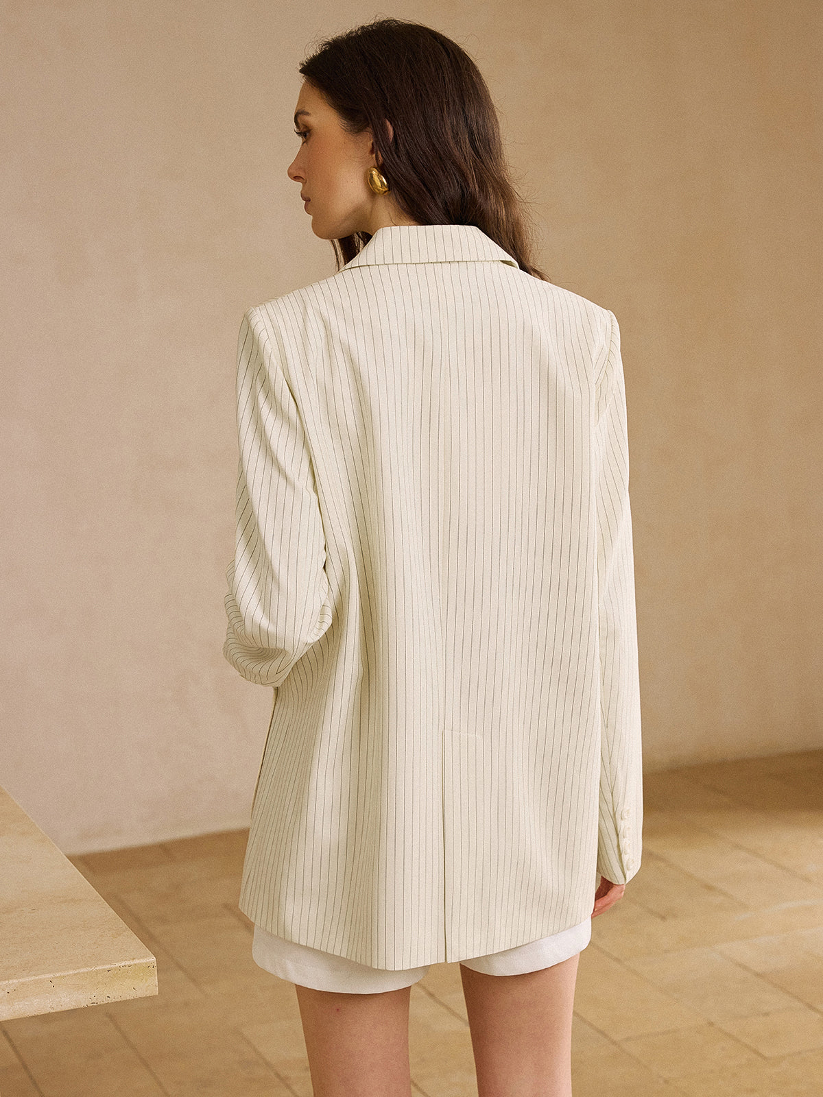 Çizgili Cepli Büyük Boy Blazer