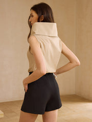 Pamuklu Kolsuz Yüksek Yaka Üst