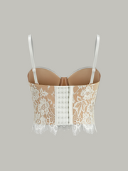 Yarı Şeffaf Dantel Kenarlı Korse Üst