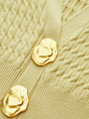 Metal Düğmeli Kablo Örgü Bel Şekillendirici Yelek