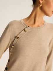 Asimetrik Düğmeli Triko Bluz