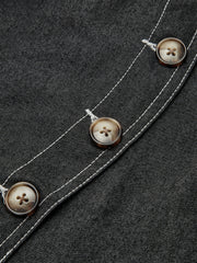 Asimetrik Düğmeli Ön Cep Mini Etek