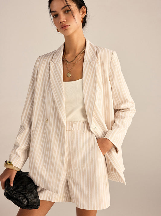 Çizgili Kruvaze Blazer