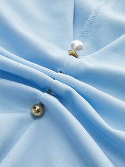 İncili V Yaka Fırfırlı Bluz