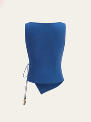 Asimetrik Bağlama Detaylı Kolsuz Üst