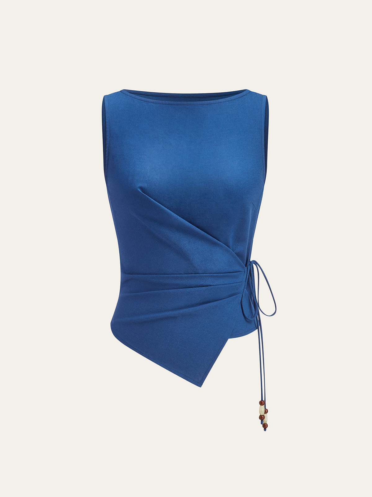 Asimetrik Bağlama Detaylı Kolsuz Üst