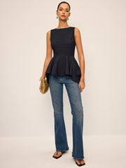 Çizgili Volanlı Bluz ve Etek Takımı