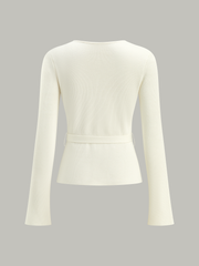 Kemerli V Yaka Triko Hırka