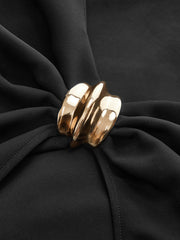 Asimetrik Fırfırlı Metal Tokalı Mini Etek