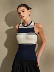 Kontrast Çizgili Triko Üst