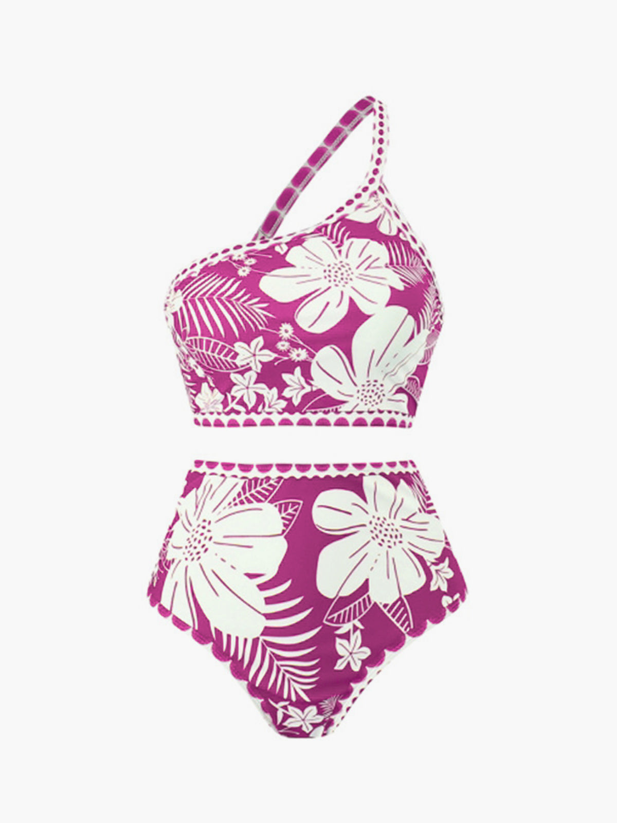 Tek Omuzlu Çiçekli Bikini Takımı