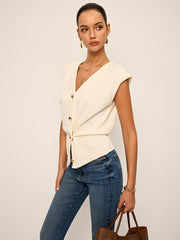 Asimetrik İki Yönlü Triko Yelek