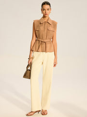 Kadın Kemerli Kolsuz Bluz