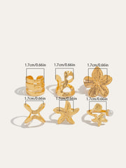 Altın Renkli Deniz İlhamlı Yüzük Seti