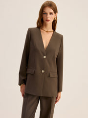 V-Yaka Düğmeli Ceket