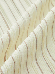 Metalik Düğmeli Çizgili Triko Yelek