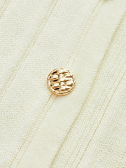 Metalik Düğmeli Çizgili Triko Yelek