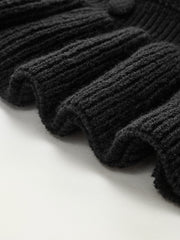 Düğmeli V-Yaka Volanlı Triko Yelek