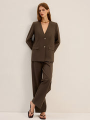 V-Yaka Düğmeli Ceket