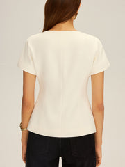 Çift Düğmeli Kısa Kollu Ceket