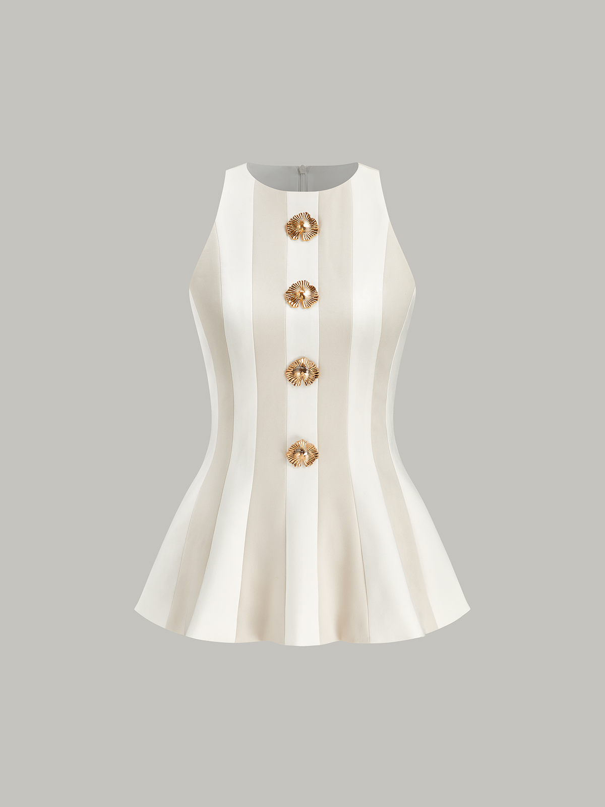 Çizgili Kolsuz Peplum Üst