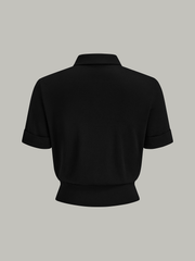 Renkli Ön Düğmeli Kısa Kollu Bluz