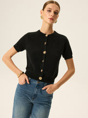 Metal Detaylı Triko Hırka