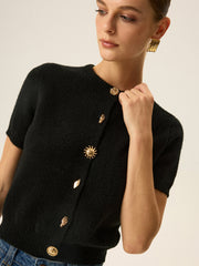 Metal Detaylı Triko Hırka