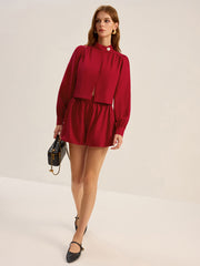 Asimetrik Düğmeli Uzun Kollu Üst