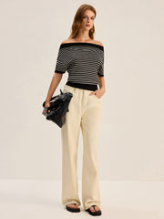 Çizgili Triko Üst Askısız