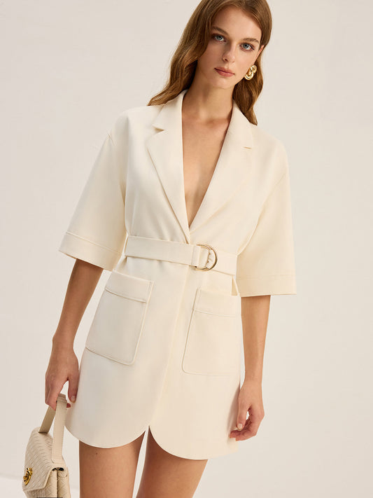 Kemerli Cepli Blazer Elbise