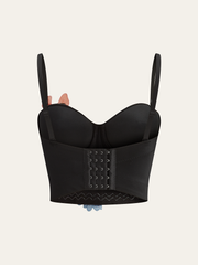 Yarı Şeffaf 3D Çiçek Nakışlı Korse Üst