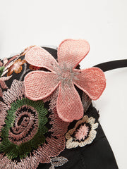 Yarı Şeffaf 3D Çiçek Nakışlı Korse Üst