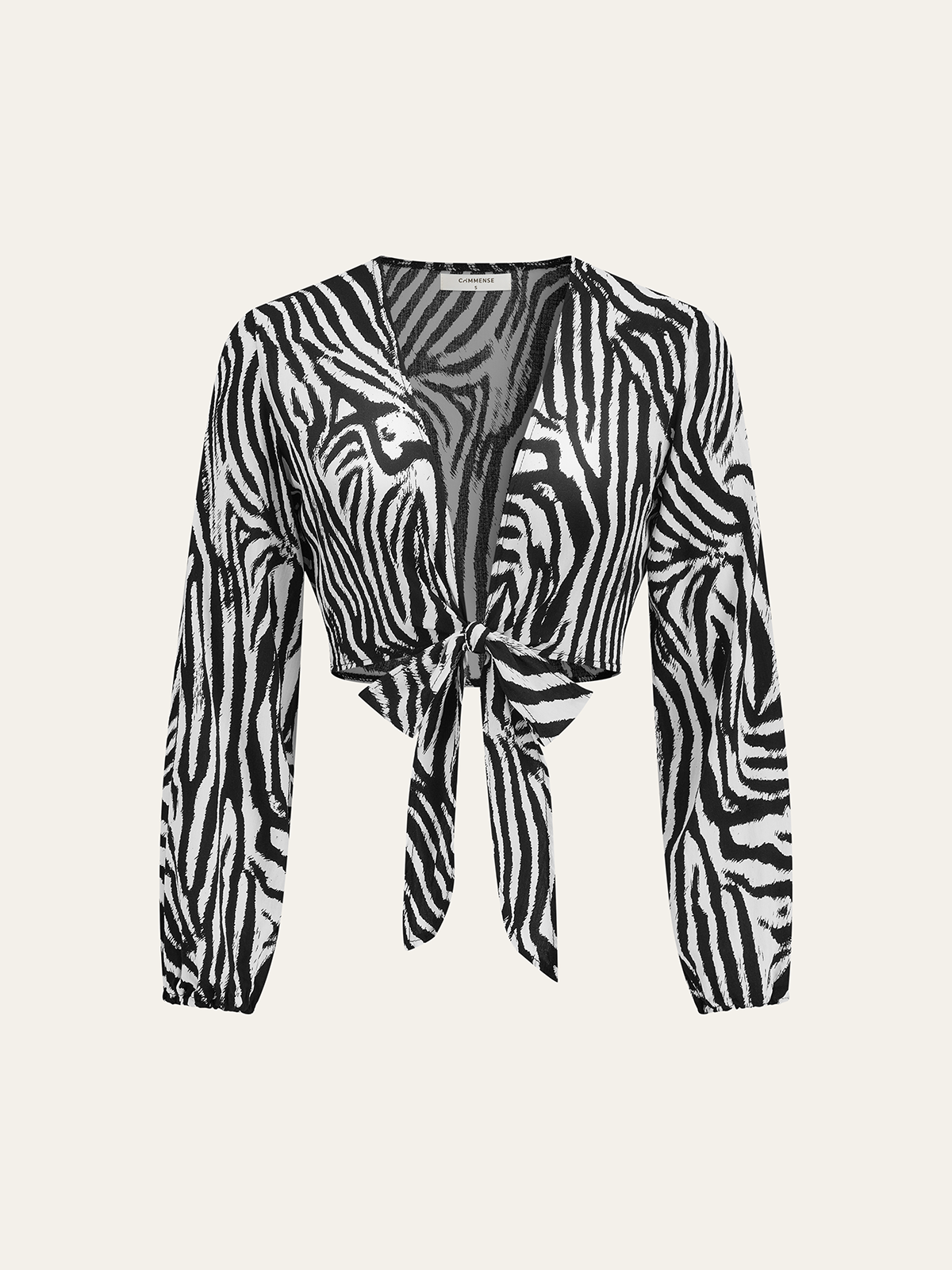 Zebra Desenli Bağcıklı Üst