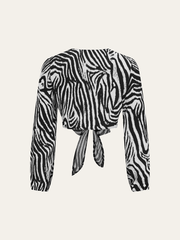 Zebra Desenli Bağcıklı Üst