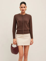 Yuvarlak Yaka Düğmeli Örgü Hırka