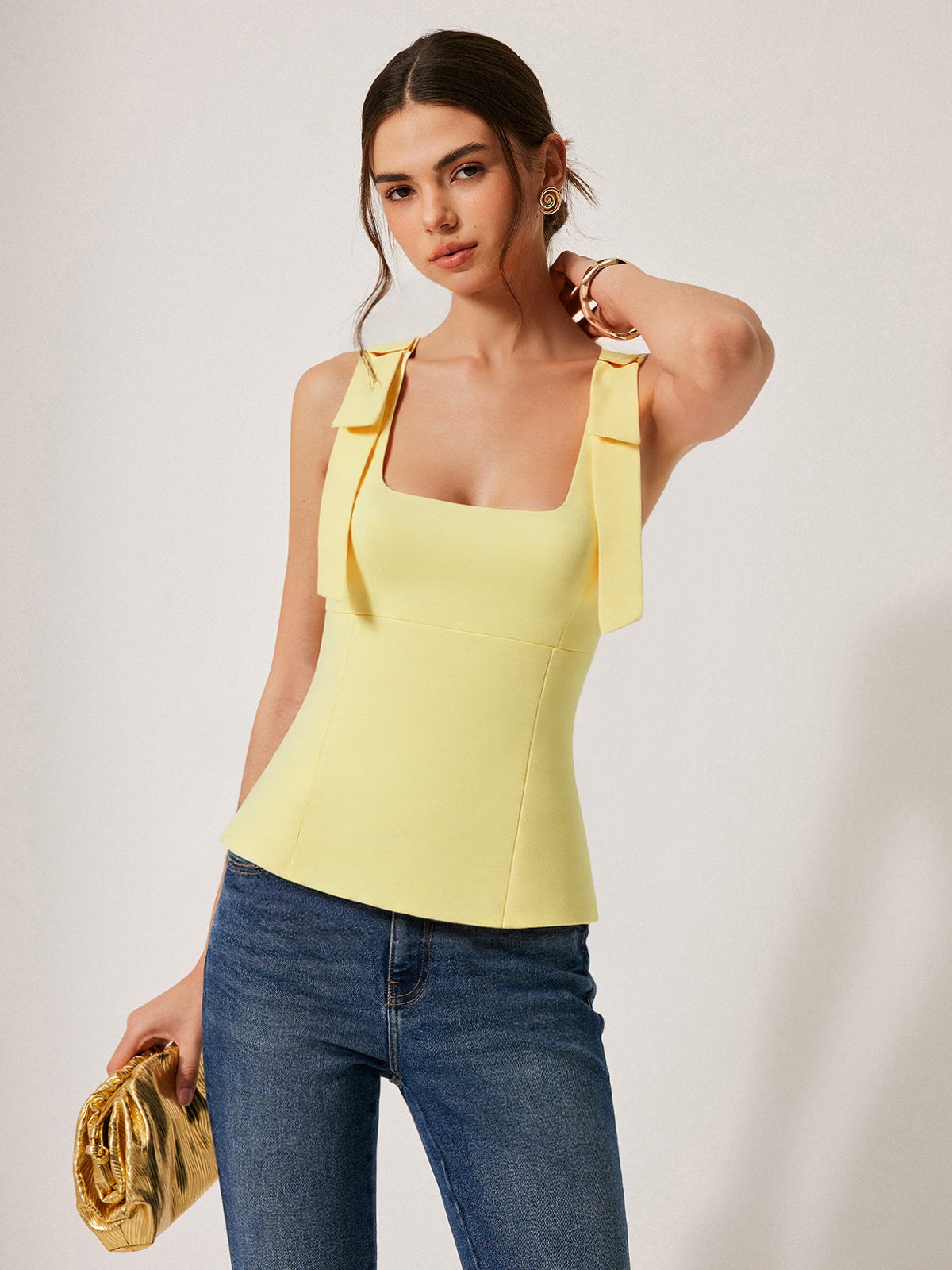 Papyon Detaylı Askılı Bel Vurgulu Üst