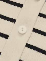 Çizgili Kısa Kollu Polo Yaka Triko Hırka