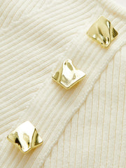 Dikişli Triko Üst Düğmeli Kolsuz