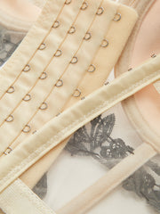 Yarı Şeffaf Çiçek Nakışlı Fileli Korse Üst