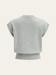 Çiçekli Aplikeli Kısa Kollu Triko Üst