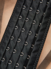 Kemerli Şeffaf Fileli Korsan Üst