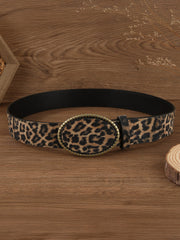 Leopar Desenli Deri Kemer
