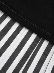 Asimetrik Kontrastlı Çizgili Mini Etek
