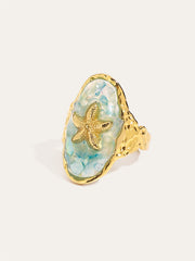 Altın Yıldızlı Deniz Kabuğu Yüzüğü