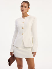 Metalik Düğmeli Uzun Kollu Ceket