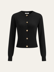 Metal Düğmeli Triko Hırka