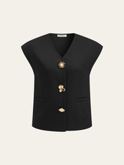 Metal Detaylı Kolsuz Yelek