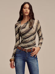 Asimetrik Yarı Şeffaf Bluz